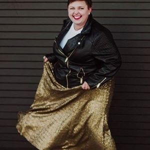 Gold Sequin Plus Size Formal Skirt